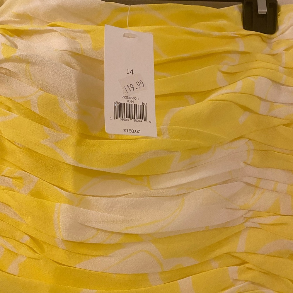 Yellow/White Summer Dress with Ruching in Bust Area-Size 14 Banana Republic - Picture 3 of 4